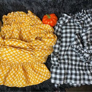 Divided HM Cropped Top Bundle Size Large/12 Long Puff Sleeves Yellow Black/white